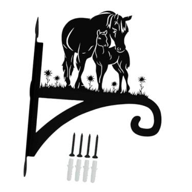 Imagem de Dualoai Planta de planta de montagem de parede gancho de gancho de animal silhueta pendurada cesto de planta cesta ao ar livre, Cavalo