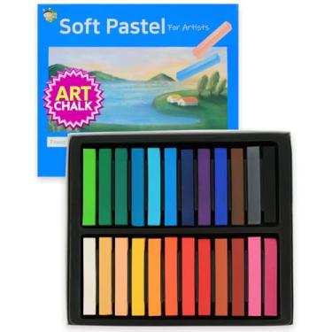 Imagem de HA SHI Pastéis de giz macio, 24 cores sortidas, materiais de arte não tóxicos, carvão quadrado, mídia de desenho para artista em pastel para profissionais, crianças, arte de unhas de beleza, pastéis de giz de panela