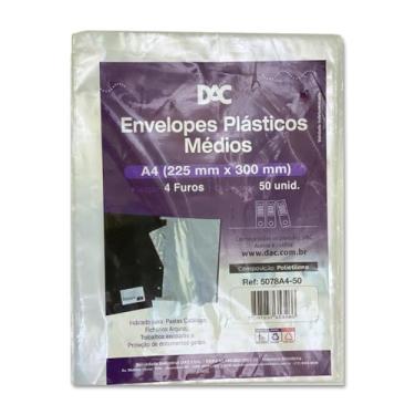 Imagem de Blister 50 Envelopes A4 Medio 4 Furos, Dac, Blister 50 Envelopes A4 Medio 4 Furos 5078A4-50, Transparente, 5078A4-50