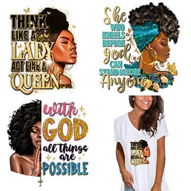 Imagem de TZSANXMY 6 Peças Decalques Para Passar A Ferro Em Roupas, Camisetas, Com Estampa De Prensa Térmica, Adesivos Transferência Mulheres Negras, Apliques Decorativos