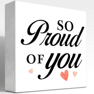 Imagem de z-crange Placa De Caixa Madeira Inspiradora "So Proud Of You", Decoração Motivacional Em Bloco Para Casa, Quarto, Escritório, Casa Fazenda, Prateleira, Parede, Mesa