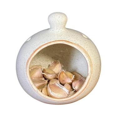 Imagem de Porta Alho de Cerâmica Para Armazenamento e Organização