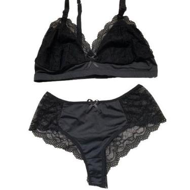 Imagem de Conjunto Plus Size em renda Lingerie conforto - SollBella Store, Preto