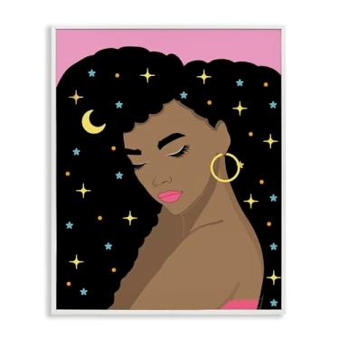 Imagem de Stupell Industries Mulher com Cabelo Estrelado Branco Emoldurado Giclee Art Design por Daniela Santiago, 40,6 x 50,8 cm