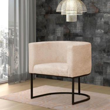 Imagem de Poltrona Reforçada Decorativa Sala Gabriela Base Ferro Preta Suede - D