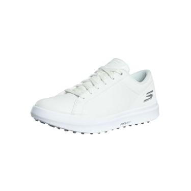 Imagem de Skechers Go Golf Drive 6 Arch Tênis masculino de couro com ajuste relaxado Spikeless Golf, Branco, 38