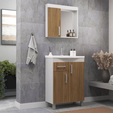 Imagem de Gabinete de Banheiro com Lavatório e Armário Branco/Itapuã