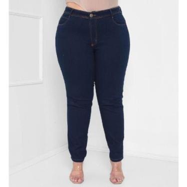 Imagem de Calça Skinny Plus Size Jeans lavagem escura com lycra/elastano cintura
