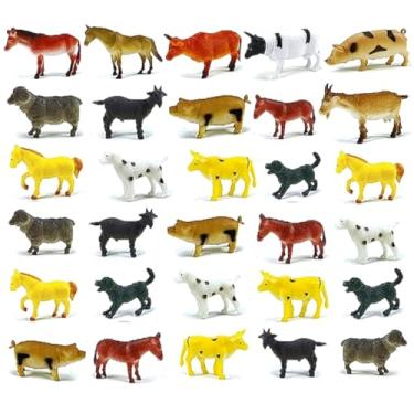 Imagem de 30 Animais Fazenda Vaca Cachorro Cavalo Brinquedo Bichos de Plástico Brinquedo Infantil e p/Maquetes