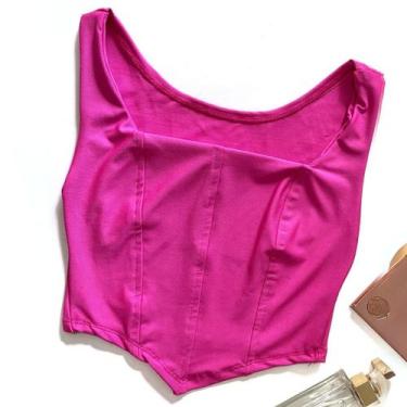 Imagem de Cropped Top Estilo Corselet com Alças Basic - LUSH!, Rosa empoeirado, 