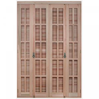 Imagem de Porta Janela com Veneziana Pantográfica e Caixilhos para Vidros 213x120cm Rondosul Natural