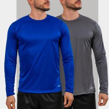 Imagem de Kit 2 Camisetas com Proteção Solar Uv 50+ Camisa Termica Manga Longa M