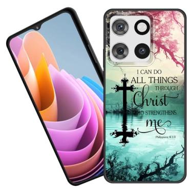 Imagem de BFUKVOU Capa para Moto G Stylus 5G 2025, capa protetora de corpo inteiro de borracha de silicone macio premium para Motorola Moto G Stylus 5G 2025 6,7 polegadas, versículos bíblicos Filipenses 4:13