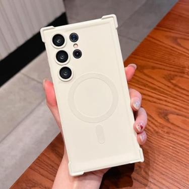 Imagem de YOGISU Capa de silicone luxuosa para lente S24Fe com capa magnética para carregamento sem fio (para S24Fe/branco)