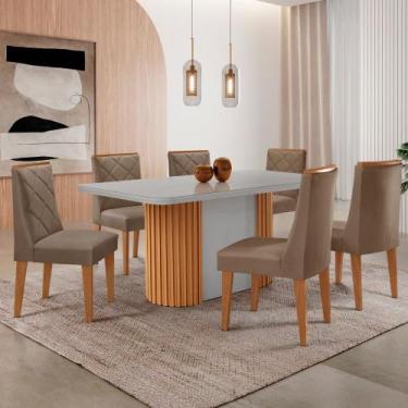Imagem de Mesa de Jantar Aspen 180cm Tampo MDF Vidro com 6 Cadeiras Isadora Mode