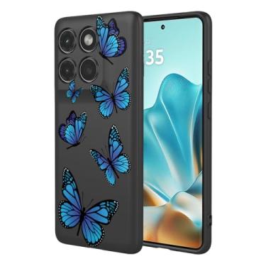 Imagem de HTXWXJC Capa de telefone para Motorola Edge 60 Fusion, XT2503-4 à prova de choque flexível bumper TPU capas macias capa padrão borboleta para Motorola Edge 60 Fusion Black Butterfly