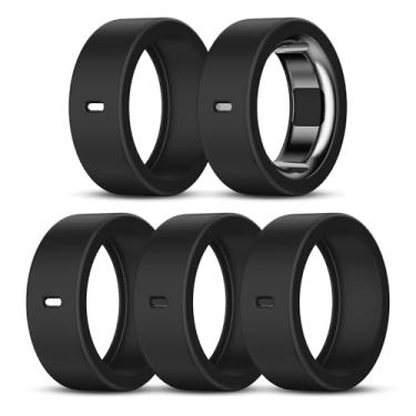 Imagem de Pacote com 5 capas compatíveis com Oura Ring Gen 4/Oura Ring Gen 3 Horizon/Heritage, Surport Charging com capa, protetor de anéis elásticos de silicone antiarranhões para homens e mulheres (tamanho 15