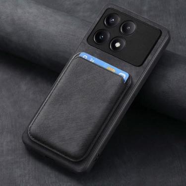 Imagem de Capa de couro 2 em 1 com cartões magnéticos removíveis para Xiaomi Redmi Note 13 Pro 12 11 13C F5 13T 10 Pocket, preta, para POCO X4Pro 5G