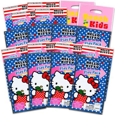 Imagem de Hello Kitty Conjunto De 8 Mini Lembrancinhas Da - Pacote Com Kits Brinquedos, Livros Colorir, Adesivos E Sacolas Brindes (Hello Birthday Supplies Decorations)