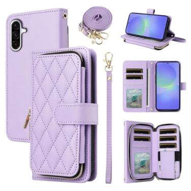 Imagem de Furiet Argyle Capa carteira para Samsung Galaxy A16/A26 5G com alça de pulso/ombro, 9+ compartimentos para cartões, bolsa com zíper, suporte quadriculado, capa para celular A 16 26 16A 26A 4G SM-A166U
