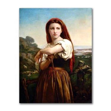 Imagem de LXURY Bouguereau.Pastora italiana. Reprodução de pinturas famosas. Arte de parede em tela. Pôsteres e impressões. Imagem para decoração de casa 30 x 40 cm sem moldura
