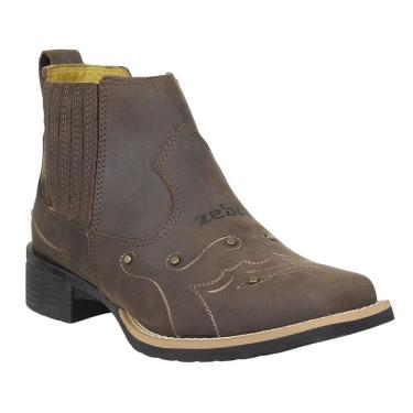 Imagem de Botina Feminina Marrom Bico Quadrado Zebu 37969