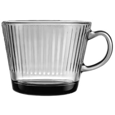 Imagem de Conjunto 2 Canecas de Vidro Canelado 2 Cores 400ml com Alça para Café Chá Chocolate Quente e Bebidas Quentes (Cinza)