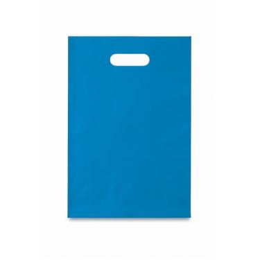 Imagem de Sacola Plástica Boca de Palhaço/Alça Vazada, 30x40, Diversas Cores (Azul)