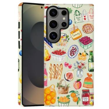 Imagem de Capa para Samsung Galaxy S24 Ultra, capa de telefone fosca macia com proteção de câmera - Aquarela estética de frutas e vegetais