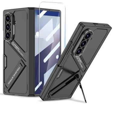 Imagem de Clatoxi Capa para Samsung Galaxy Z Fold 7 com suporte invisível e protetor de tela integrado [cobertura de dobradiça magnética] capa à prova de choque para Samsung Galaxy Z Fold 7 (preto)
