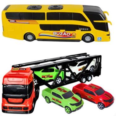 Imagem de Caminhão 4 Pçs Carrinho de Brinquedo Ônibus 2 Andares Presente para Me