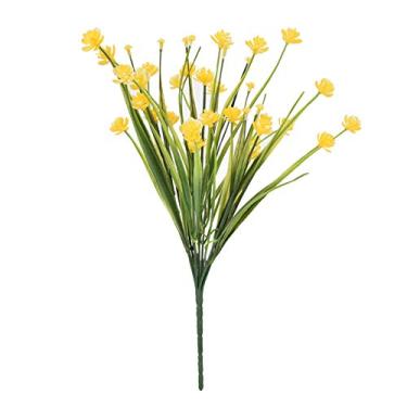 Imagem de Aqur2020 Flores Artificiais, Haste Longa e Amarelo Brilhante Flores Falsas de buquê de Peças Centrais Florais Com Folhagem Verde Flores Artificiais de Casamento para Móveis Festivos