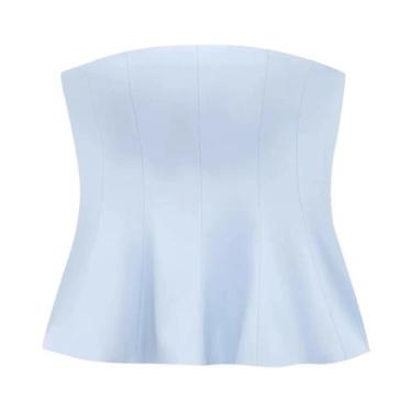 Imagem de Top Curto Feminino Sem Alças Slim Fit Casual Sexy Com Zíper Lateral TF