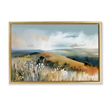 Imagem de Stupell Industries Arte de parede Coastal Expressions Landscape Gold Framed Floater Canvas por Elara Yasna, 17 x 25
