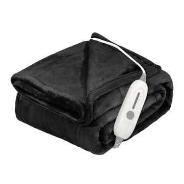 Imagem de JIAMEIDING Cobertor aquecido elétrico, flanela super macia 127 x 152 cm, manta de aquecimento com 3 níveis de aquecimento rápido e desligamento automático de 4 horas, lavável na máquina, certificação