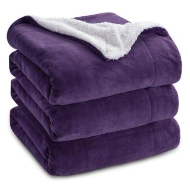 Imagem de Manta Bedsure Sherpa Fleece Queen Size Purple