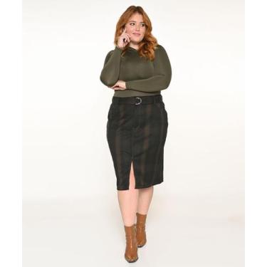 Imagem de Saia Feminina Midi Plus Xadrez - Razon Jeans, 50