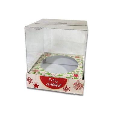 Imagem de Caixa Panetone 250G Feliz Natal Verde 10Und - Embala Cristal