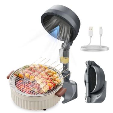 Imagem de anechol Exaustor Portátil Para Cozinhar, Portátil, Ventilador Com Filtragem De Fumaça E Baixo Ruído Cozinha, Churrasqueira Interna, Cozinha Trailer Bancada Manutenção (Cinza)