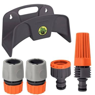 Imagem de Suporte Plástico Enrolador Porta Mangueira + Engate Rápido