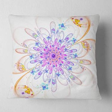 Imagem de Design de flor fractal azul com pétalas abstratas sala de estar, sofá, almofada de alta qualidade + capa de almofada impressa em ambos os lados 66 cm x 66 cm