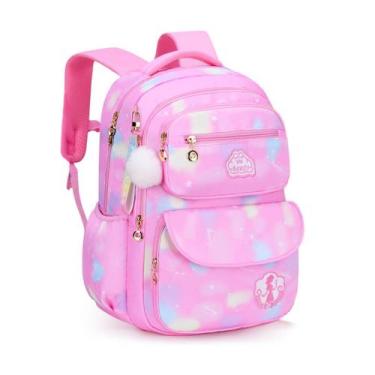 Imagem de Mochila Infantil Meninas Bolsa Escolar Moda Colorida Porta Lapis Espaç