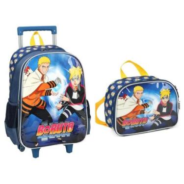 Imagem de Kit Mochila de Carrinho Infantil + Lancheira Luxcel IC39612BR Boruto, 