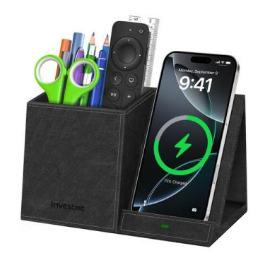 Imagem de Porta-canetas Investme com carregador sem fio e organizador de mesa