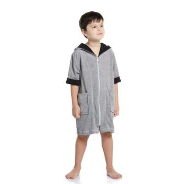 Imagem de Roupão Infantil com Zíper e Capuz - Ref 591 - Sogni Belli, 2, Cinza