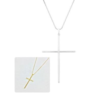 Imagem de Corrente Cordão Masculino 60Cm Veneziana Pingente Cruz