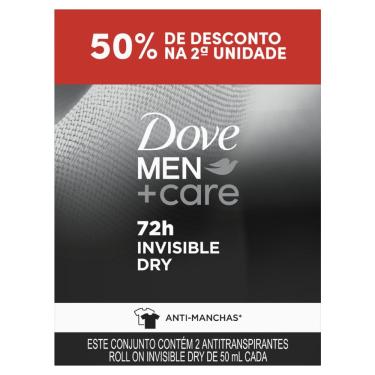 Imagem de Desodorante Antitranspirante Roll On Dove Men+Care Invisible Dry 2 Unidades de 50ml Cada