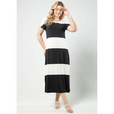 Imagem de Vestido Manga Curta Pau a Pique Listrado Preto