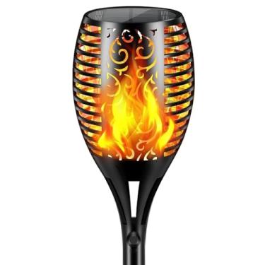 Imagem de YoungPower Lanternas solares grandes com chamas cintilantes, 109 cm de altura, luzes solares ajustáveis de jardim à prova d'água para quintal, pátio, caminho (1P)