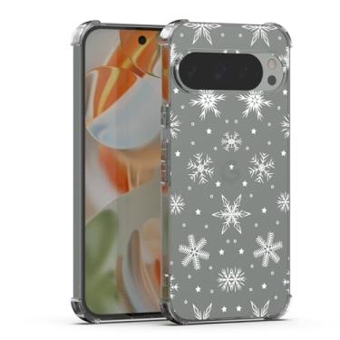 Imagem de HixYaxi Capa fofa para Google Pixel 9 Pro com estampa de flocos de neve transparente para crianças e meninas, capa protetora à prova de choque de TPU macio para Pixel 9 Pro